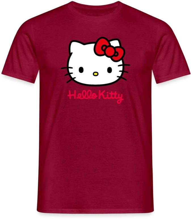 Hello Kitty Klassiek Portret Hello Kitty Tekst T-Shirt Heren