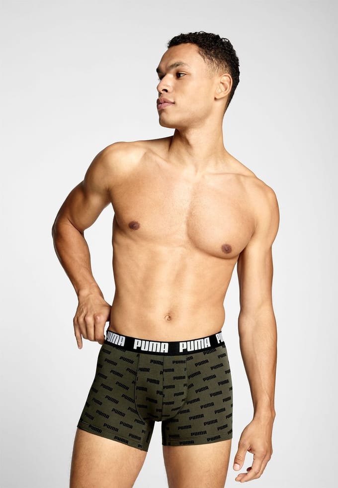 PUMA heren 2P boxers everyday logo print zwart & groen