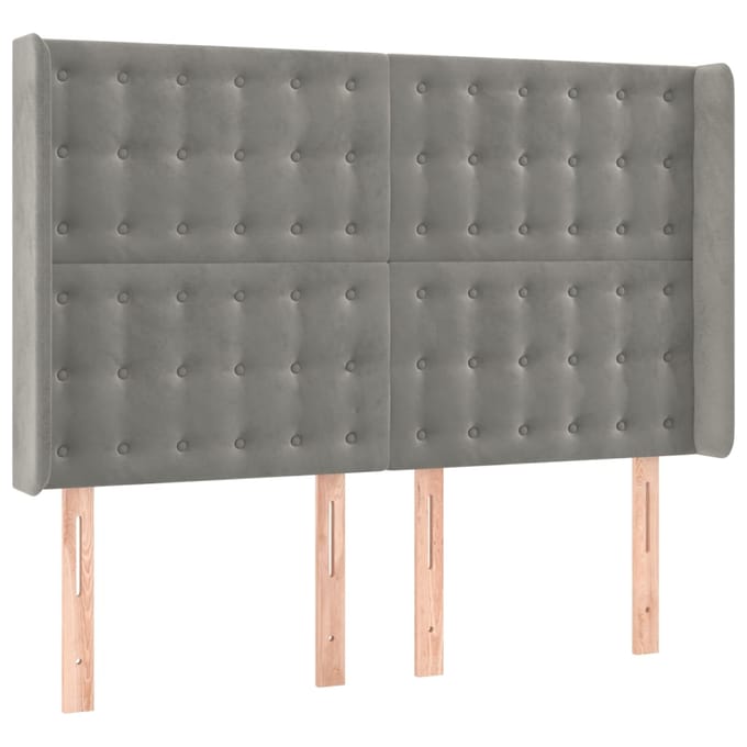 vidaXL - Hoofdbord - LED - 147x16x118/128 - cm - fluweel - lichtgrijs