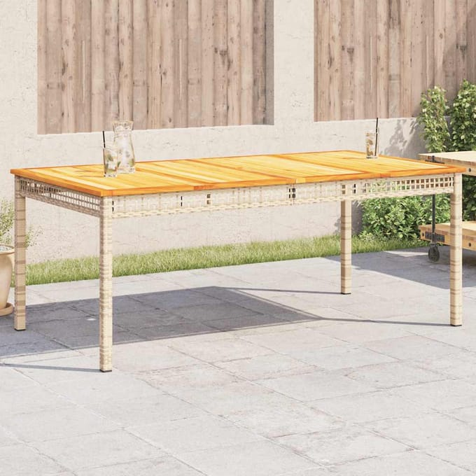 vidaXL - Tuintafel - 180x90x75 - cm - poly - rattan - en - acaciahout - beige