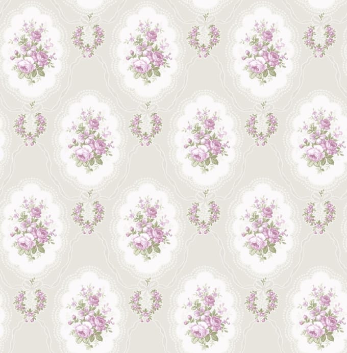 Engelse bloemen behang violet creme fd23230