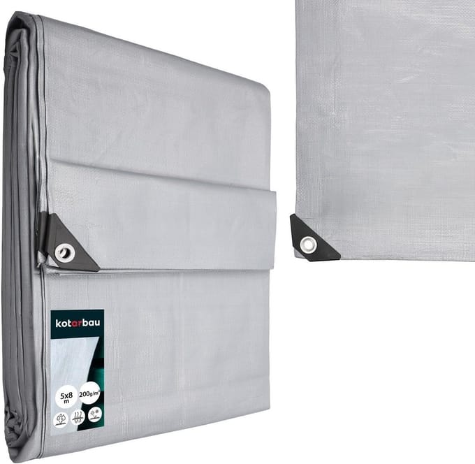 Waterdicht Afdekzeil Polyethyleen 6x10m Zilver 200 g/m2 UV-bestendig