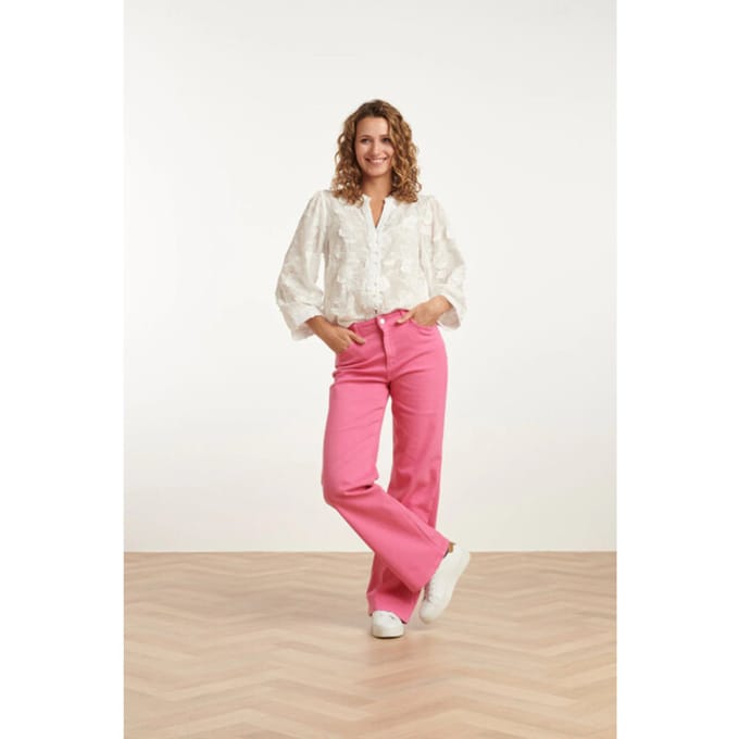 Smashed Lemon 25207 roze denim straight jeans