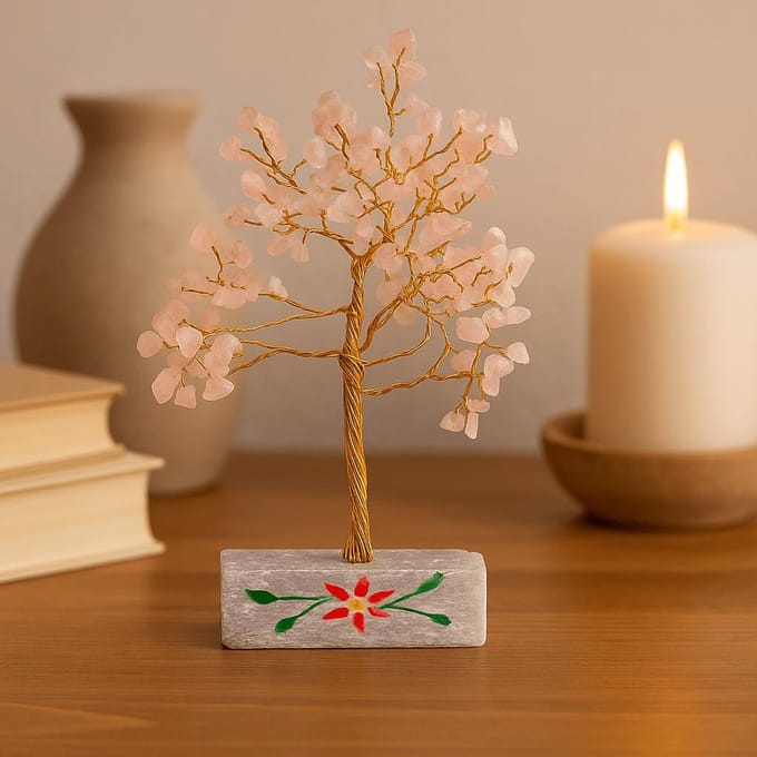 Rozenkwarts edelsteenboom - 160 stenen