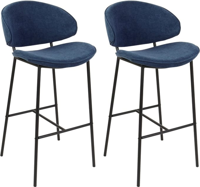 KIANA - Barkruk set van 2 - Marineblauw - Polyester