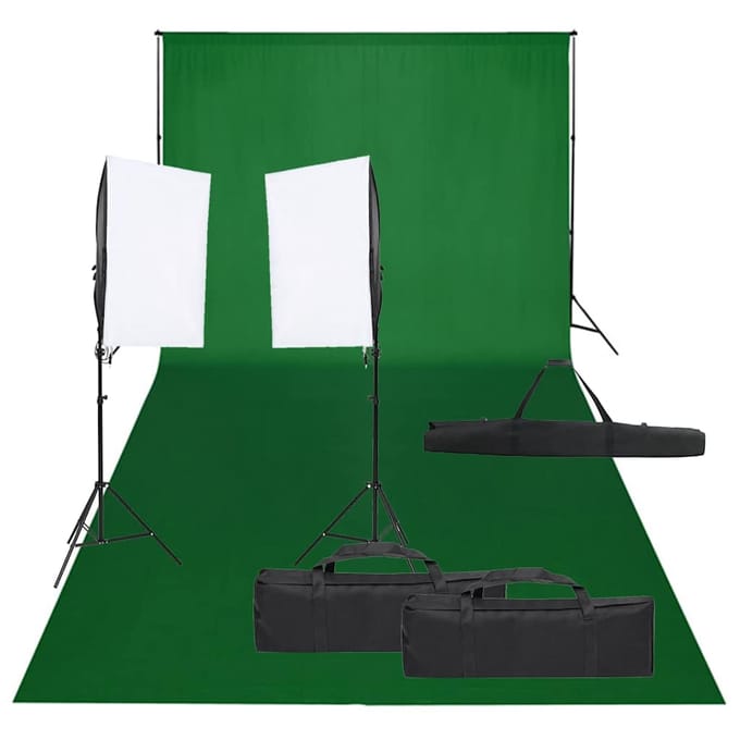 vidaXL - Fotostudioset - met - verlichtingsset - en - achtergrond