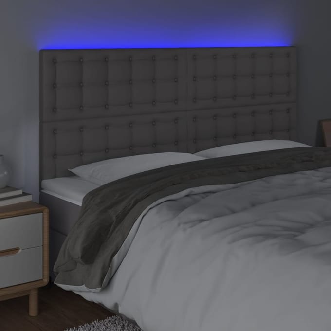 vidaXL - Hoofdbord - LED - 180x5x118/128 - cm - kunstleer - grijs