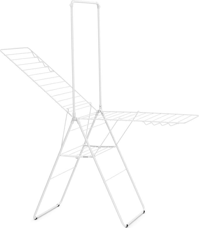 Brabantia HangOn Droogrek 25m - met Stang - Inklapbaar Wasrek - White
