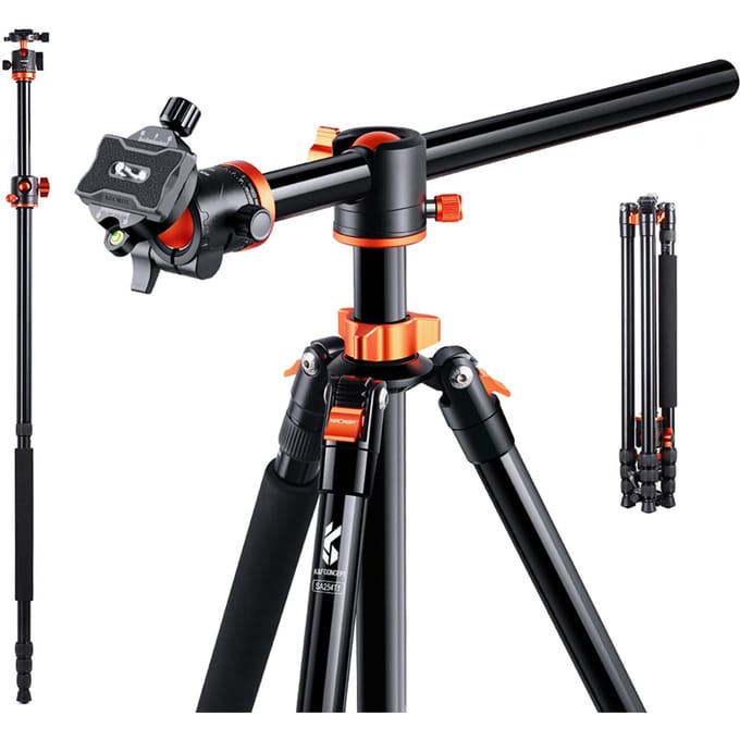 K&F CONCEPT SA254T1 2.39M/94.1Inch Professioneel Fotografie Statief Monopod Horizontaal Camera Statief zwart
