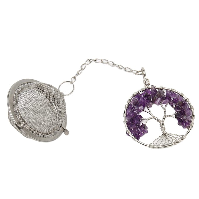 Thee-infuser Kunstkristal Steen Theezeef RVS Diffuser Met Fijnmazige Ketting gray