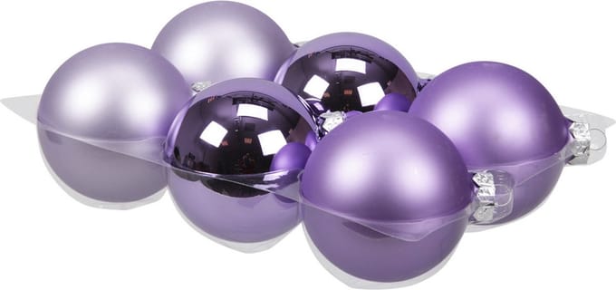 Othmar decorations Kerstballen - 6 stuks - paars - glas - 8 cm