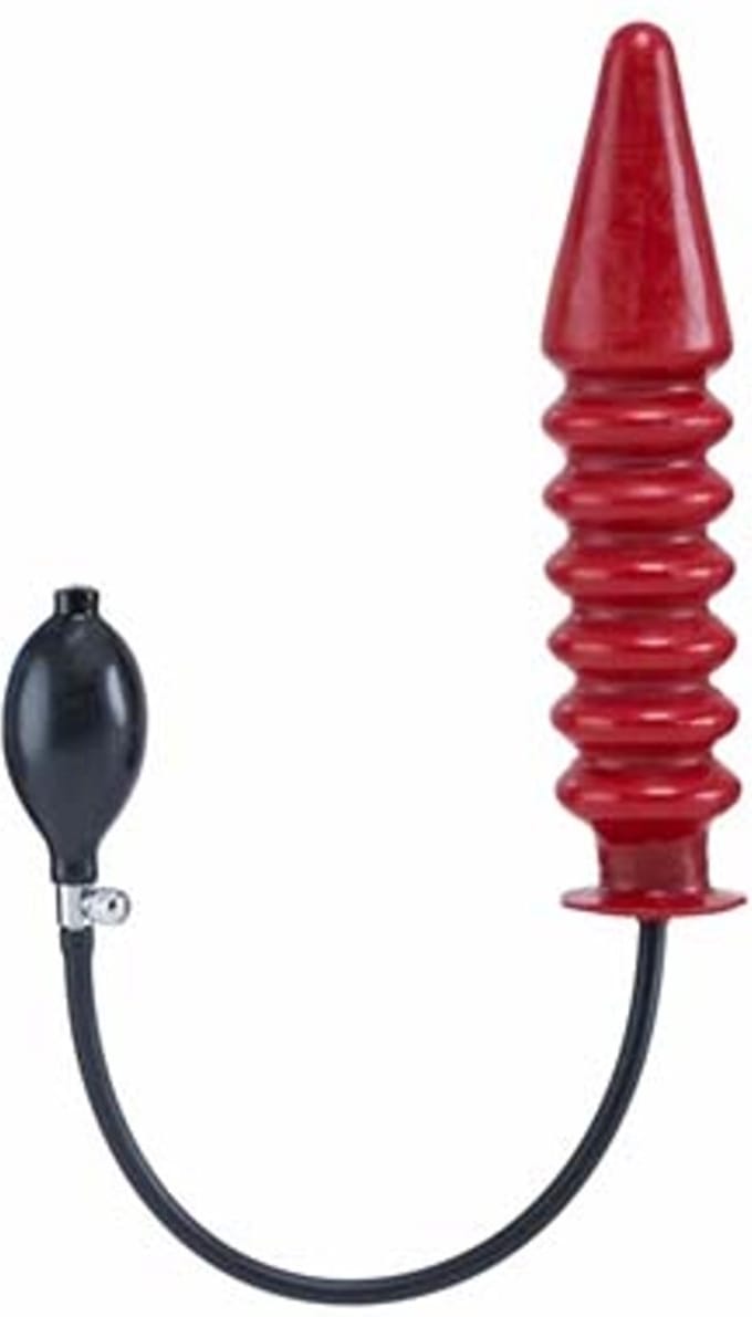 Opblaasbare geribbelde dildo harde kern - rood large