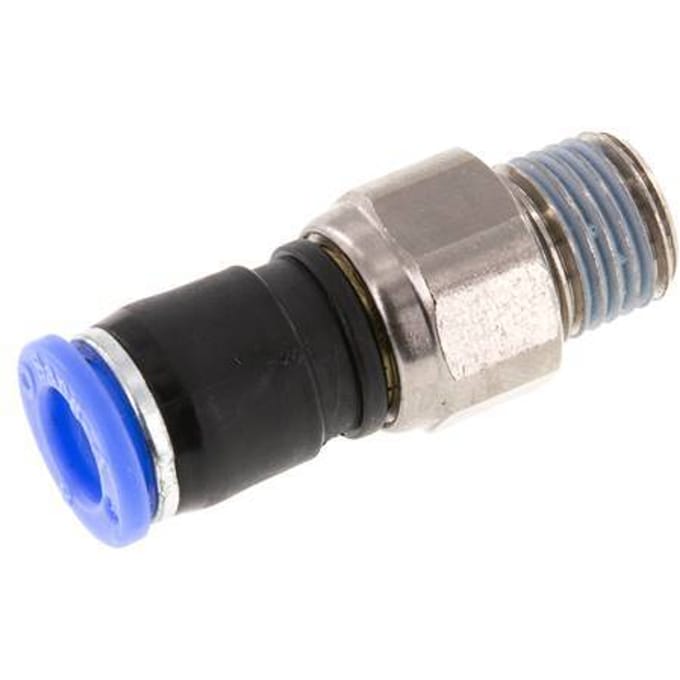 8mm & R1/4'' Draaidoorvoer Insteek Buitendraad Vernikkeld Messing/PBT NBR