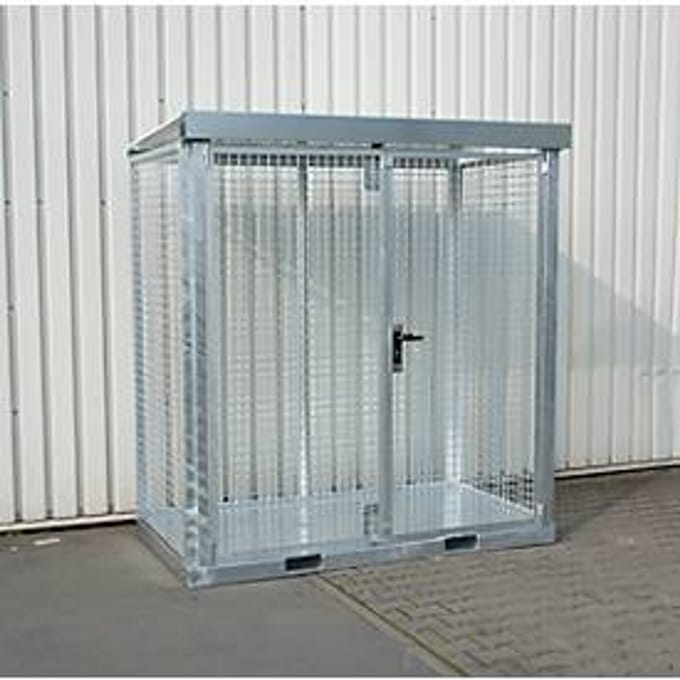 Bauer gasflessencontainer type GFC-E, afsluitbaar, Traanplaatbodem