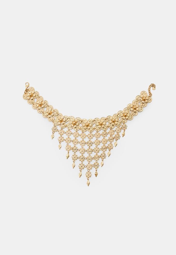 Stradivarius Studs choker met bloemen in watervalmodel  Goud OS