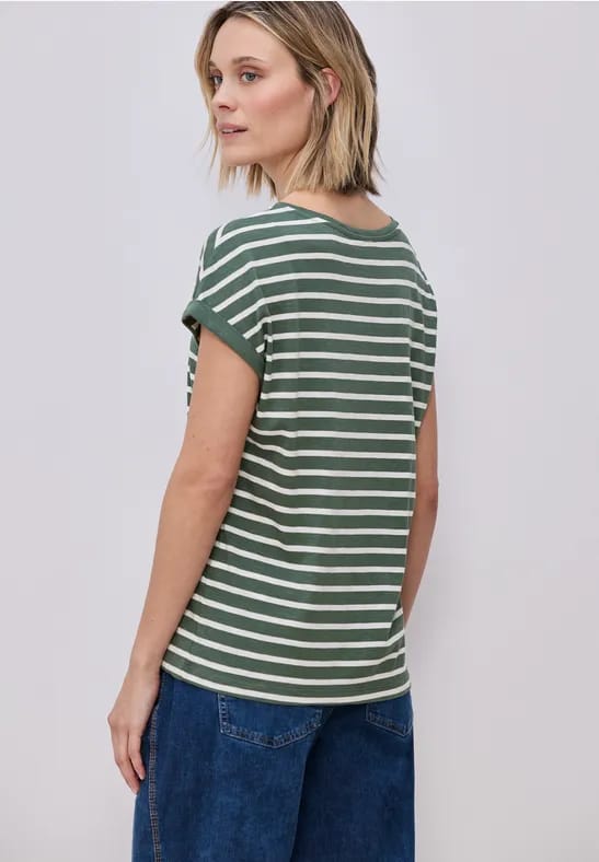Shirt met losse schouders en strepen