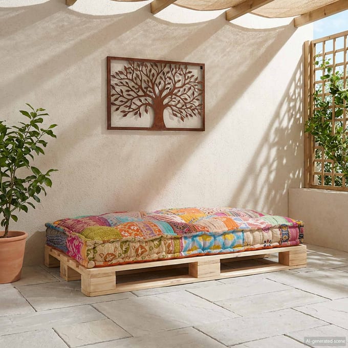 vidaXL - Pallet - Sofa - Kussen - Multikleur - 120 - x - 80 - x - 12 - cm - Stof