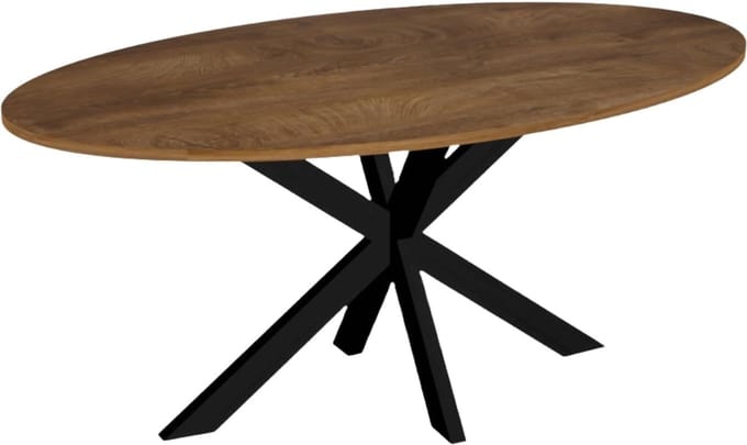 Eettafel Ovaal - Eetkamertafel - Gezellig Tafelen - Robuust MDF Blad - 240cm Lang - Eikenlook Bruin