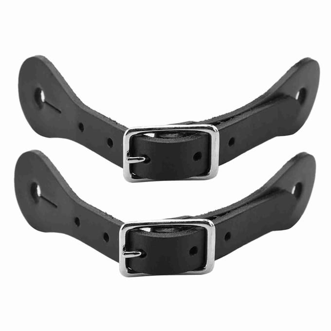 1 Paire Accessoires d'Équitation Fait Main Cuir Véritable Sangle d'Éperon Équestre (marron) black