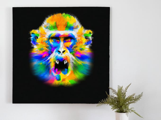 Monkey color explosion art | Monkey Color Explosion Art | Kunst - 40x40 centimeter op Canvas | Foto op Canvas