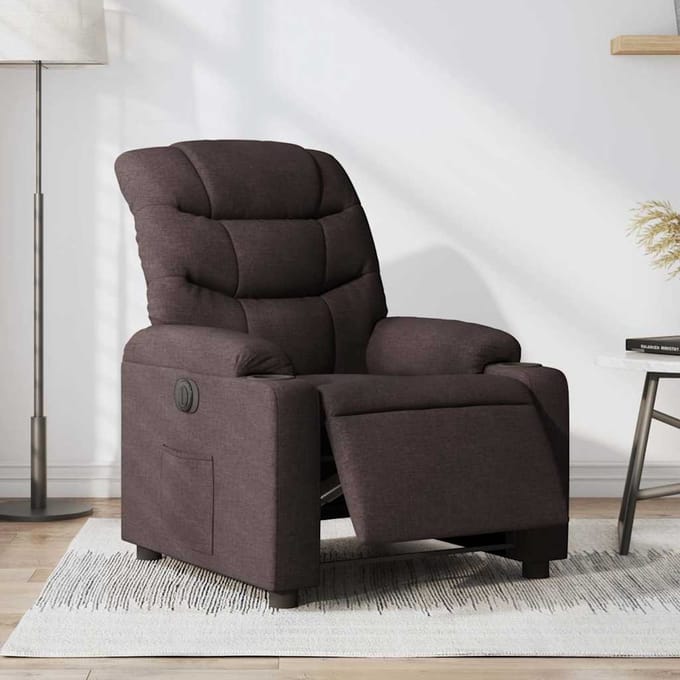 vidaXL - Fauteuil - verstelbaar - elektrisch - stof - donkerbruin