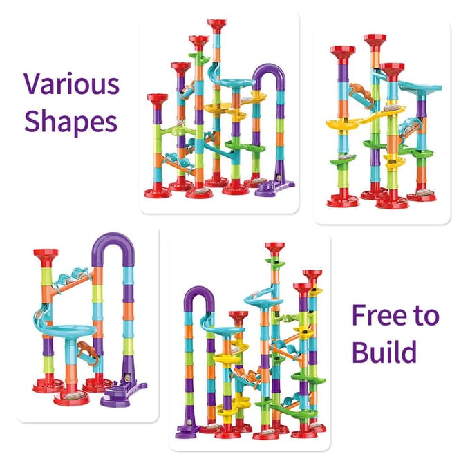 113 Stuks 3D Knikkerbaan Set Constructie Bouwstenen STEM Leer Spellen Vroege Educatie voor 113 Pieces veelkleurig