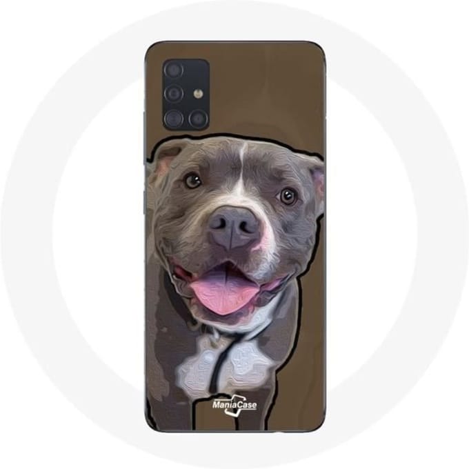 Samsung Galaxy A51 Hoesje Pitbull Dog Wit Grijs wit