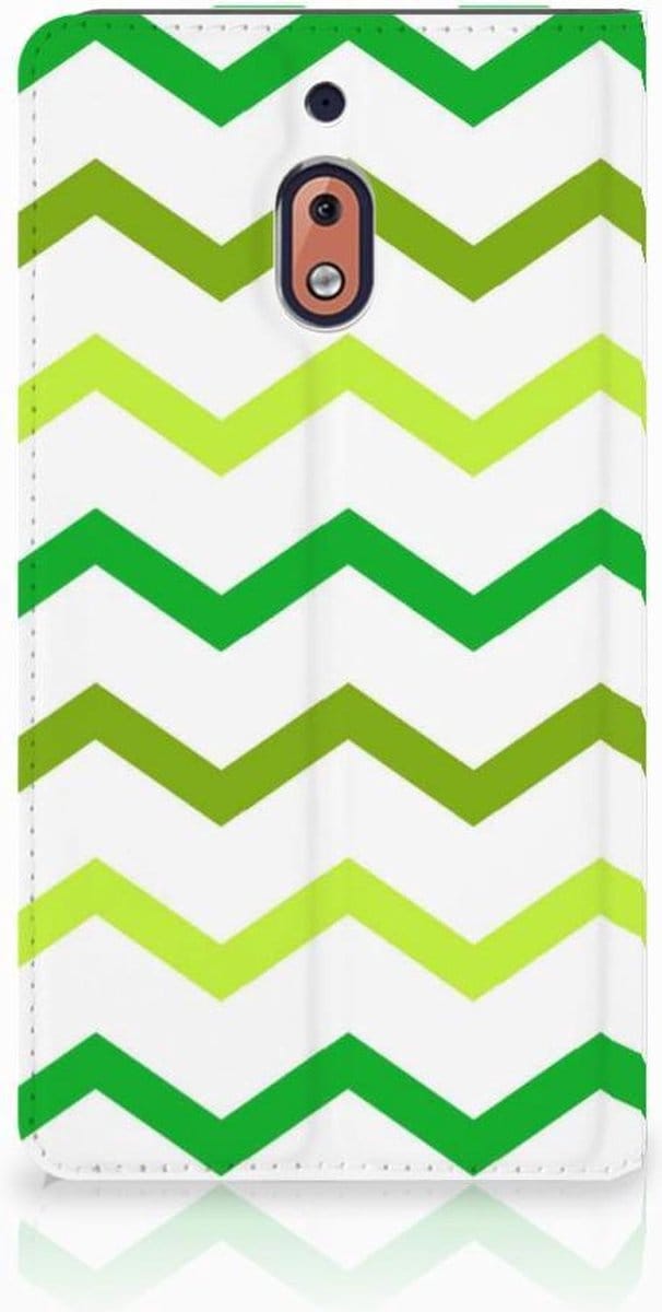 Nokia 2.1 2018 Hoesje met Magneet Zigzag Groen