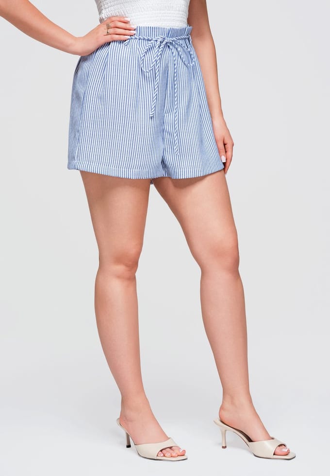 OMBRE Korte broek - Loose Fit - Rits - Gestreept Donkerblauw M