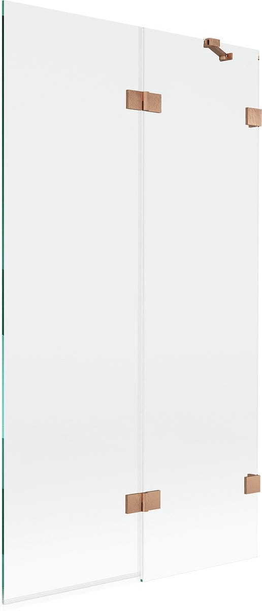 Mexen Lunar badwand 2-delig rechts 100 x 150 , transparant, geborsteld koper - 897-100-100-65-00-P
