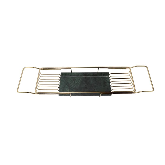 Metalen Marmeren Badrek Antislip Ruimtebesparend Multifunctioneel Uitschuifbaar Badblad Huis black