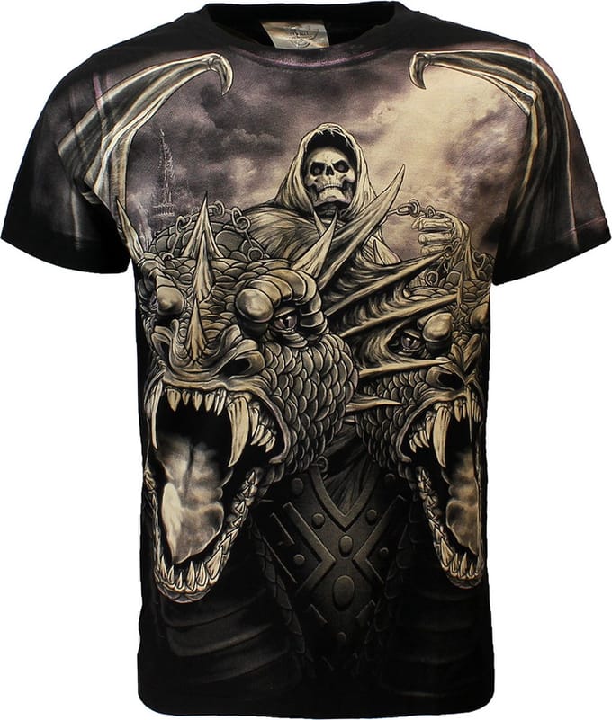 Rock Eagle Biker The Serpent Double Headed Dragon T-Shirt Zwart - Origineel Design - M