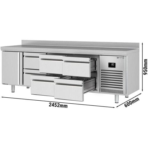 GGM Gastro Kühltisch Premium PLUS - 2452x600mm - mit 1 Tür - 6 Schubladen - mit Aufkantung