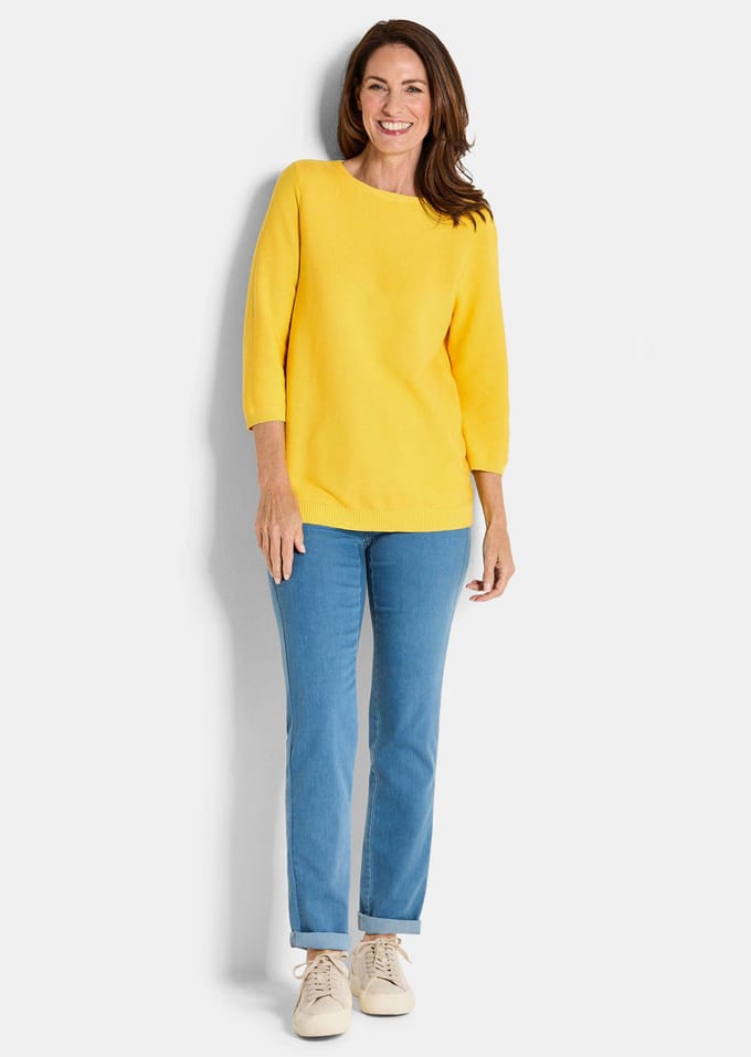 Tricot pullover van puur katoen - honing - Gr. 23 van Goldner Fashion