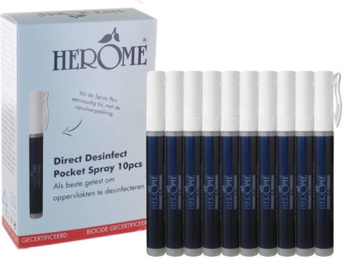 Herome Handspray Direct Desinfect Pocket 10 Ml Wit 10 Stuks