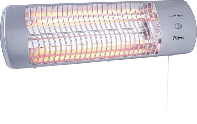 Tristar KA-5010 Infrarood Straalkachel – 1200W – Badkamerkachel – 2 Warmtestanden – IP24 Spatwaterdicht – Kantelbaar – Wandmontage – Grijs