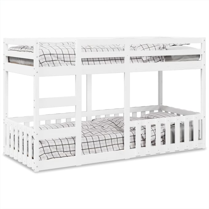 vidaXL - Stapelbed - massief - grenenhout - wit - 80x200 - cm