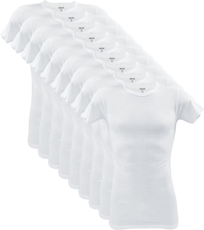 9 stuks SQOTTON O-neck-T-shirt - Wit - Maat M/L