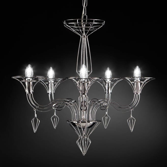 Metallux Kroonluchter Dedalo 5-lamps chroom