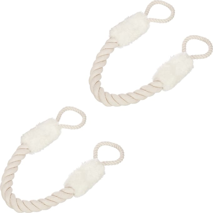 deurstopper touw - set van 2 - binnen - 60 cm - voor deurklink - beige-wit