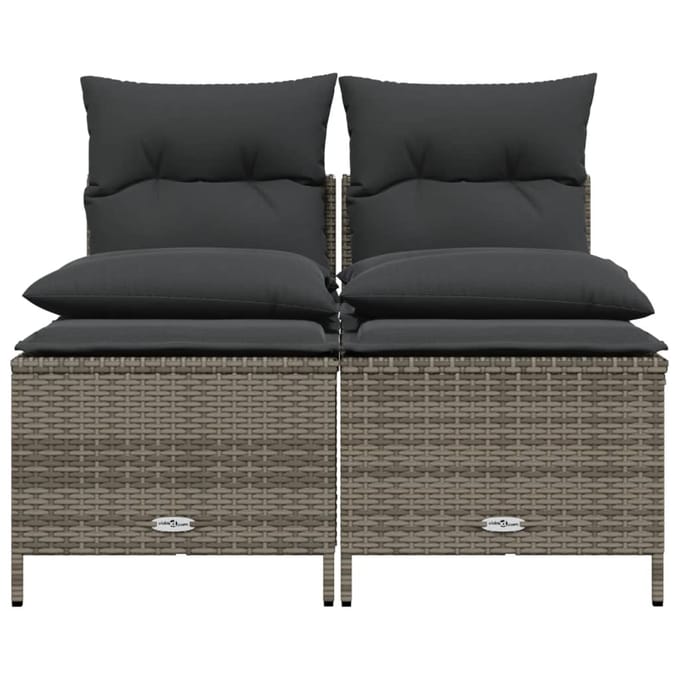 vidaXL - 4-delige - Loungeset - met - kussens - poly - rattan - grijs