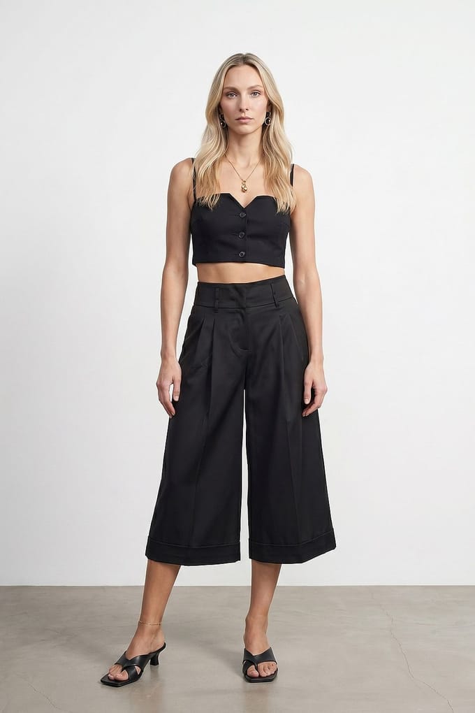 Hoge Taille Wijde Crepe Culottes