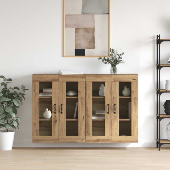 vidaXL - Wandgemonteerde - Kasten - 2 - st - artisanaal - eikenkleurig