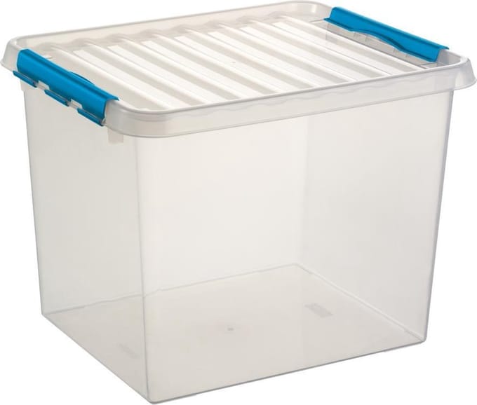 Sunware Q-line opbergbox 52L - 50x40x38 cm – Transparant/Blauw