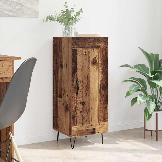vidaXL - Dressoir - Oud - Hout - 34,5 - x - 34 - x - 90 - cm - Geengineerd - Hout - en - IJzer