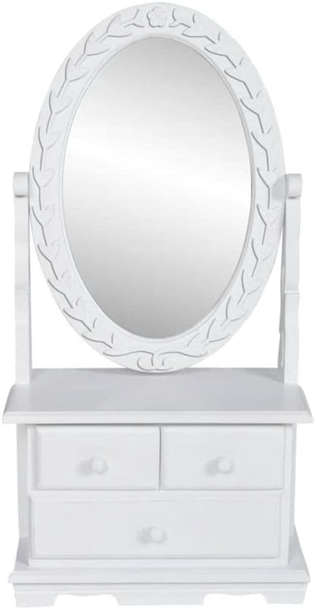 Kaptafel met Spiegel en Opberglades Wit