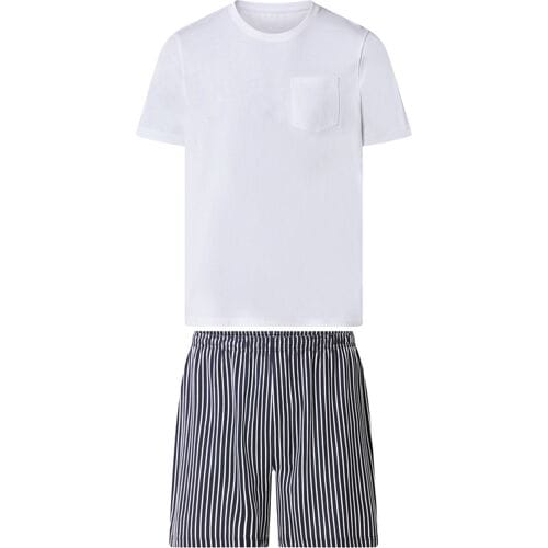 ESMARA MEN Korte heren pyjama (Wit/donkerblauw, M)
