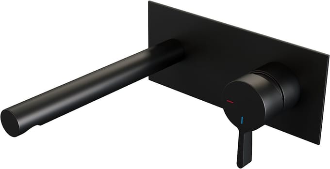 Brauer Black Edition inbouw wastafelmengkraan met rechte uitloop en afdekplaat model E1 mat zwart