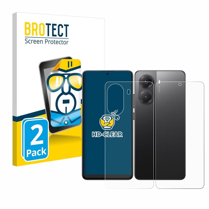 BROTECT - Screenprotector voor Xiaomi Poco X7 Pro (Voor+Achter) - Folie Beschermfolie transparant 2 Stuks