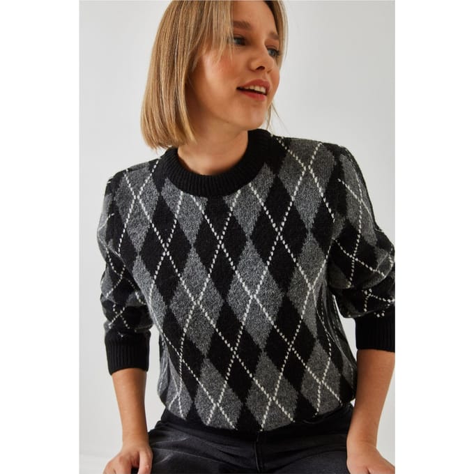 Baklava Patroon Crewneck Gebreide Trui